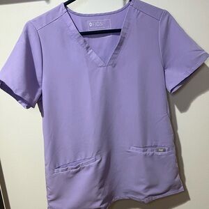 Figs Light Purple V-Neck Scrub Top
